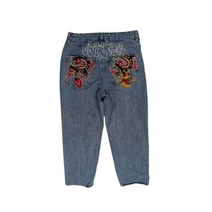 Ninth Hall Ambush Jeans Mens 30 Embroidered Dragon Denim Y2K Relaxed Streetwear